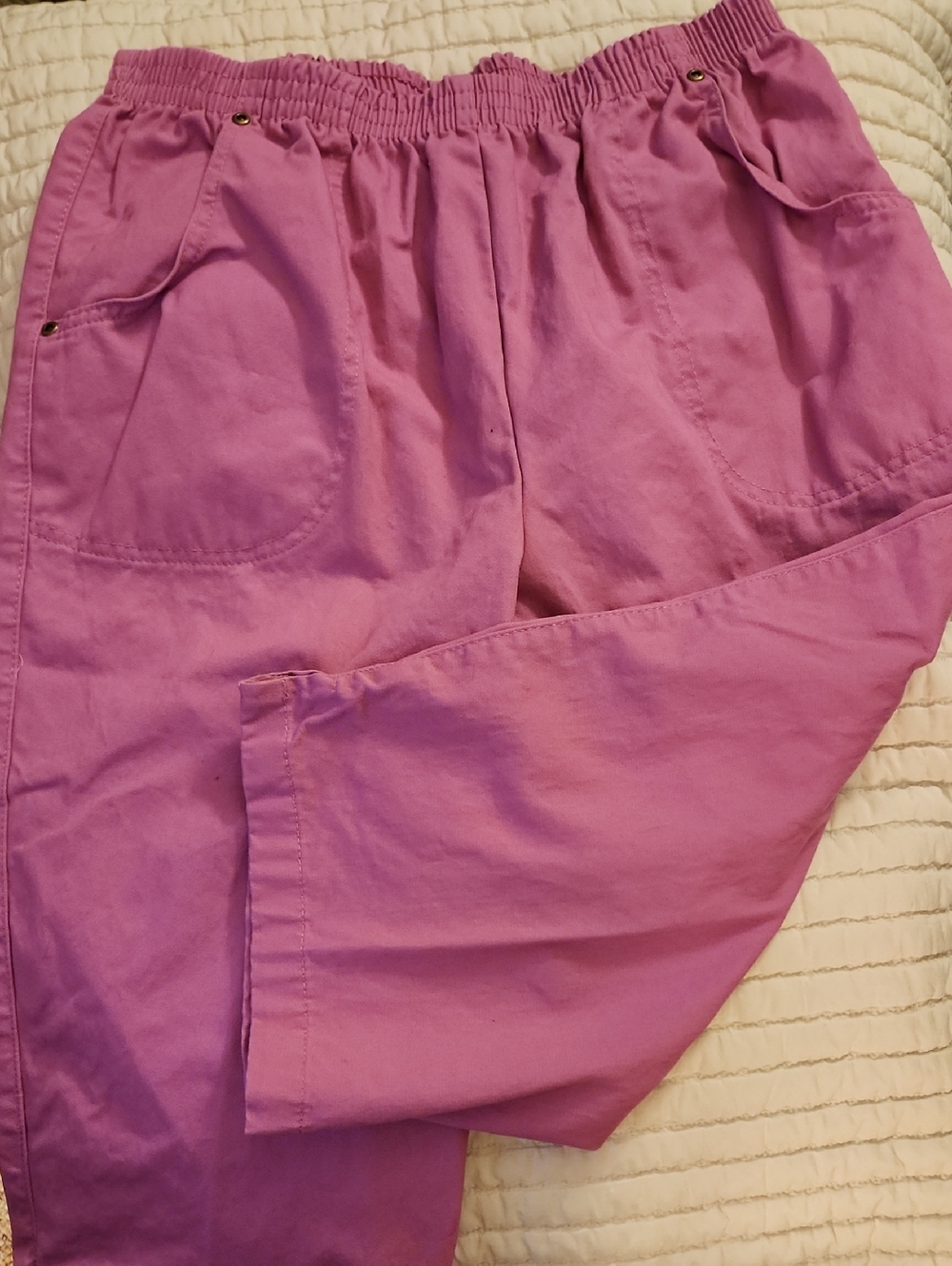 American Sweetheart - Bright Pink Fuchsia Elastic Waist Capri Pants 16P - Picture 7 of 7